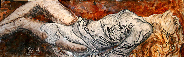 Stille: Tusche �lkreide Asche auf Papier